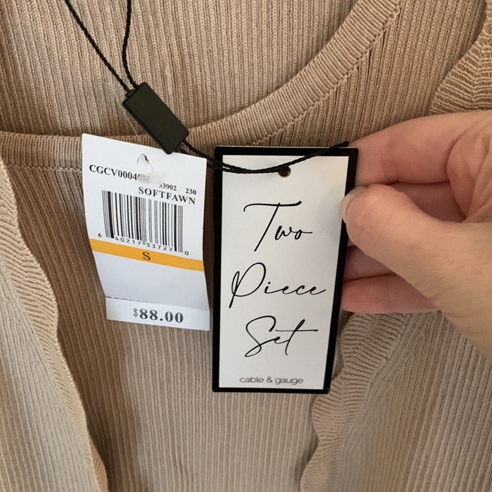 Cable and gauge two piece set soft fawn shirt and jacket size s NWT - Picture 3 of 10